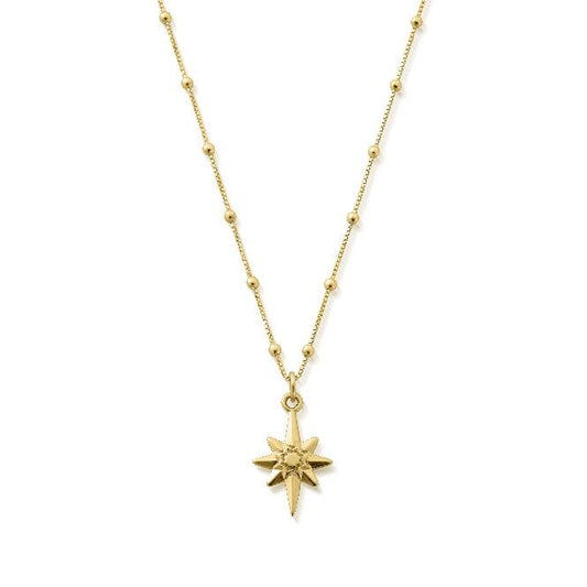 Gold Bobble Chain Lucky Star Necklace