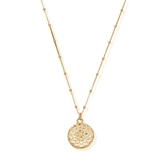 Gold Bobble Chain Moonflower Engravable Necklace