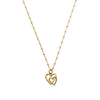 Gold Delicate Cube Chain Interlocking Love Heart Necklace