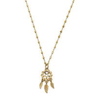 Gold Delicate Cube Chain Dreamcatcher Necklace