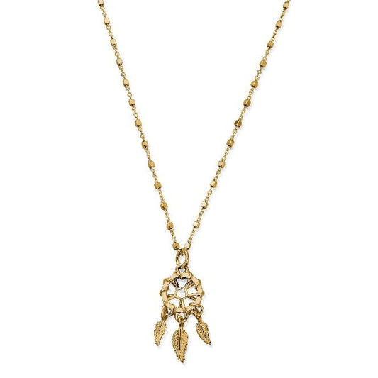 Gold Delicate Cube Chain Dreamcatcher Necklace