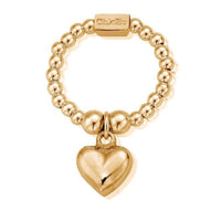 Gold Mini Puffed Heart Ring, Medium