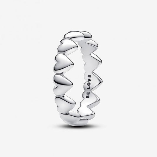 Row of Hearts Ring, Size 56