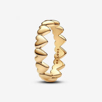 Gold Row of Hearts Ring, Size 60