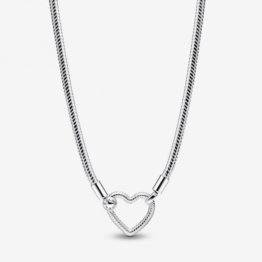 Heart Closure Snake Chain Necklace, 45cm