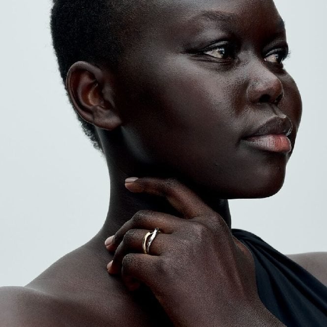 Two-Tone Entwined Bands Ring, Size 56