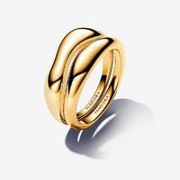 Gold Organically Shaped Stacking Rings, Size 56