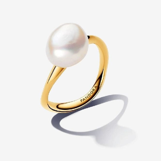 Gold Baroque Treated Freshwater Cultured Pearl Ring, Size 60