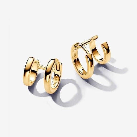 Gold Double Huggie Hoop Earrings