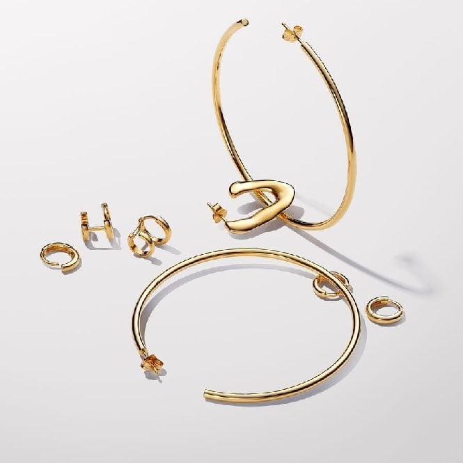Gold Organically V-Shaped Open Hoop Earrings