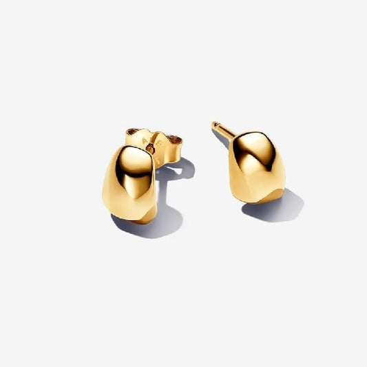 Gold Organically Shaped Stud Earrings