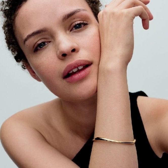 Gold Organically Shaped Bangle, 19cm