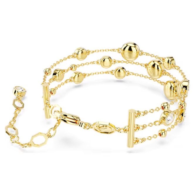 Imber Wide Bracelet with Round-Cut White Crystal in Gold