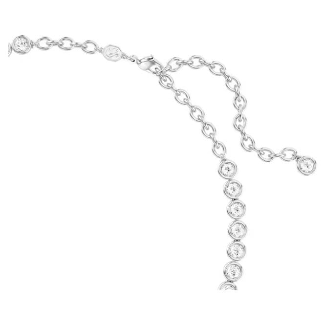 Imber Tennis Necklace with Round-Cut White Crystal in Rhodium Silver