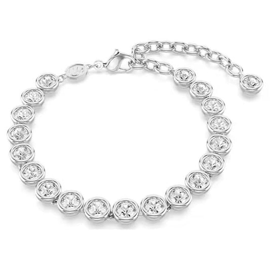 Imber Tennis Bracelet with Round-Cut White Crystal in Rhodium Silver