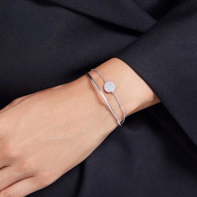 Sublima Bangle with White Crystal in Rhodium Silver