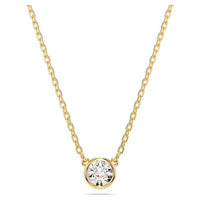 Imber Pendant Necklace with Round-Cut White Crystal in Gold