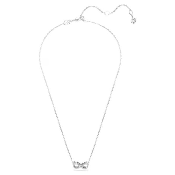 Hyperbola Infinity Pendant Necklace with White Crystal Pave in Rhodium Silver