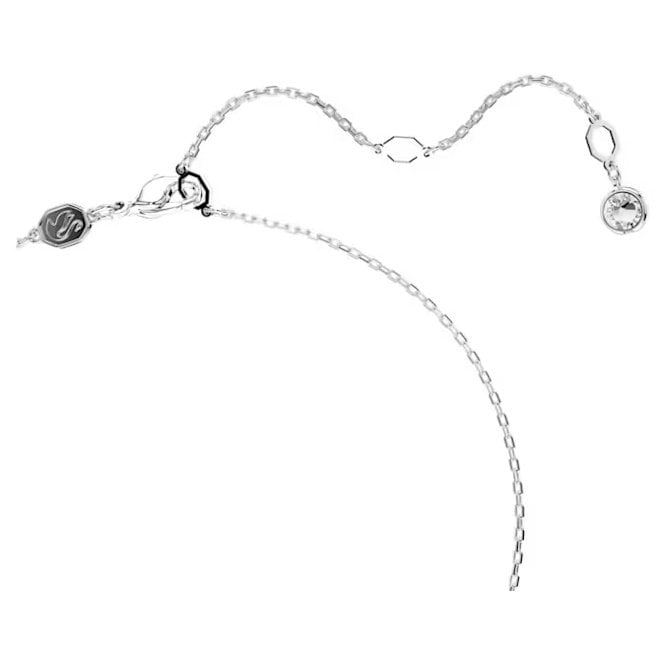 Hyperbola Infinity Pendant Necklace with White Crystal Pave in Rhodium Silver