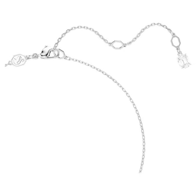 Matrix Pearl Pendant Necklace with Round-Cut White Crystal in Rhodium Silver