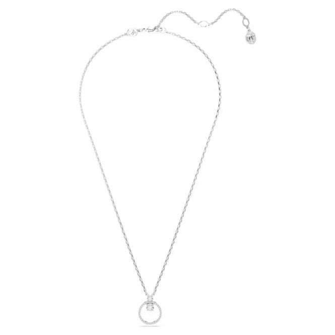 Constella Pendant Necklace with Round-Cut White Crystal Pave in Rhodium Silver