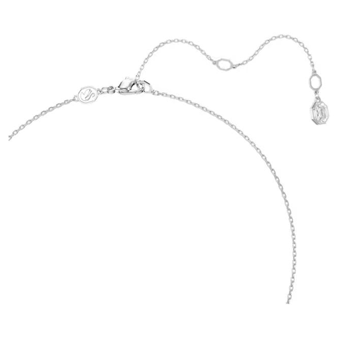 Dextera Pendant Necklace with White Crystal Pave in Rhodium Silver