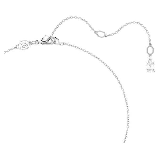 Stilla Pendant Necklace with Octagon-Cut White Crystal in Rhodium Silver