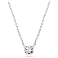 Imber Pendant Necklace with Round-Cut White Crystal in Rhodium Silver