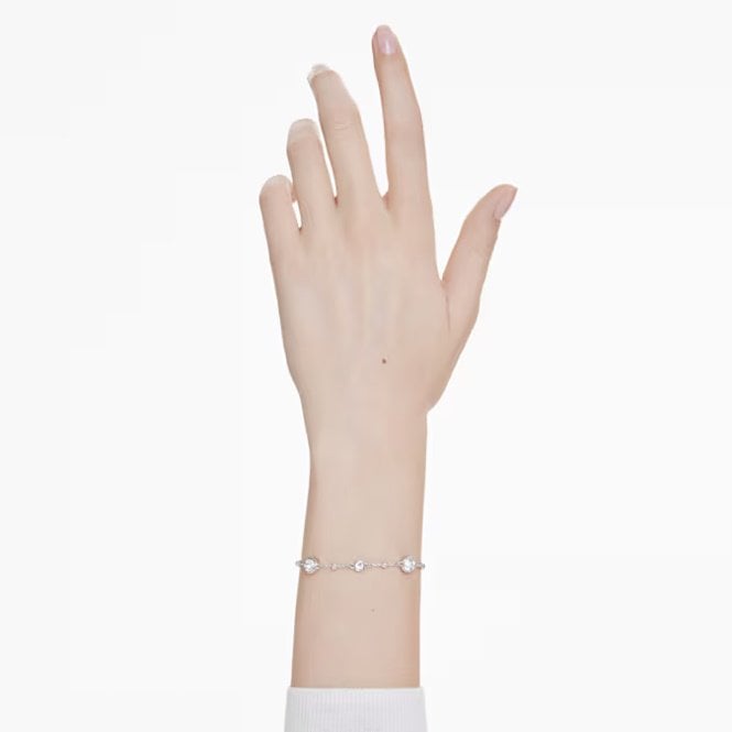 Imber Bracelet with Round-Cut White Crystal in Rhodium Silver