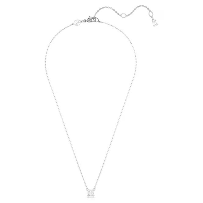 Stilla Pendant Necklace with Square-Cut White Crystal in Rhodium Silver