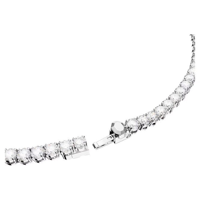 Matrix Tennis Necklace with Round-Cut White Crystal in Rhodium Silver