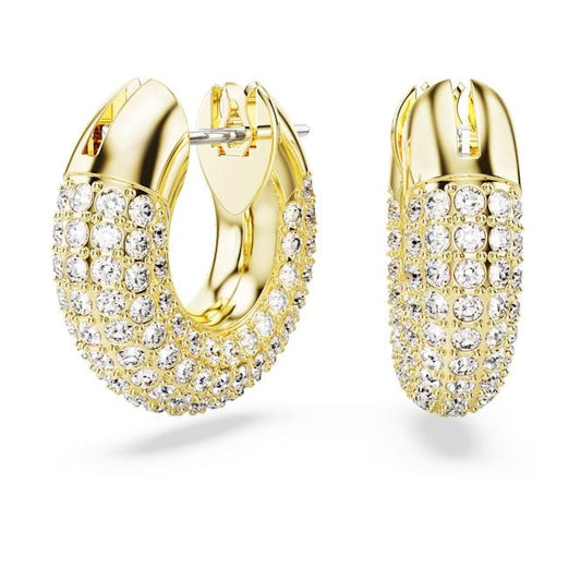Dextera Small Hoop Earrings with White Crystal in Gold