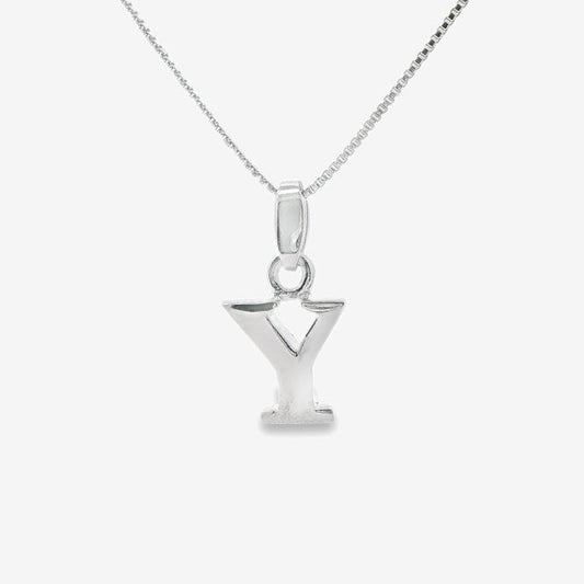 Letter Y Silver Initial Pendant Necklace, 40-45cm