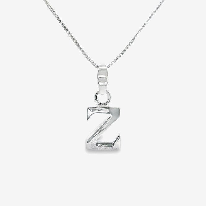 Letter Z Silver Initial Pendant Necklace, 40-45cm