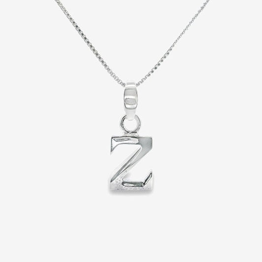 Letter Z Silver Initial Pendant Necklace, 40-45cm
