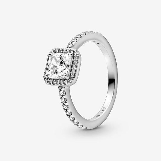Square Sparkle Halo Ring, Size 62