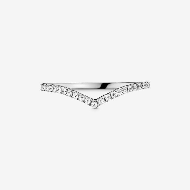 Sparkling Wishbone Ring, Size 62