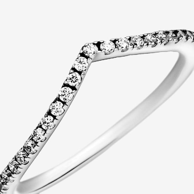 Sparkling Wishbone Ring, Size 62