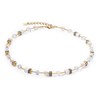 GeoCUBE Iconic Pearl Mix Necklace in Gold & White