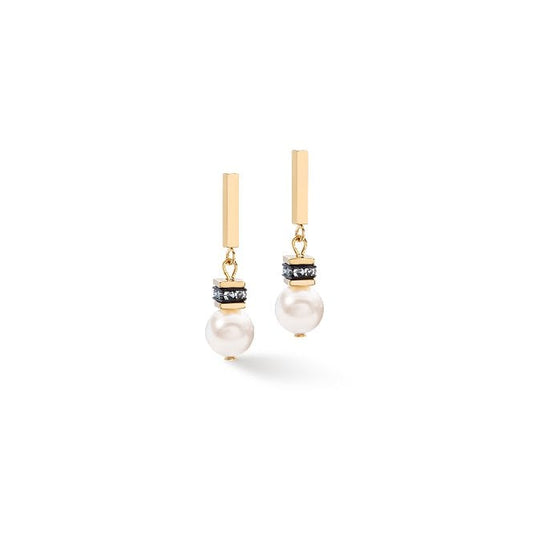 GeoCUBE Iconic Pearl Mix Earrings in Gold & White