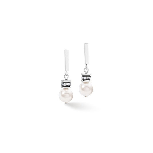 GeoCUBE Iconic Pearl Mix Earrings in Silver & White