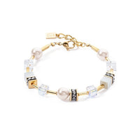 GeoCUBE Iconic Pearl Mix Bracelet in Gold & White