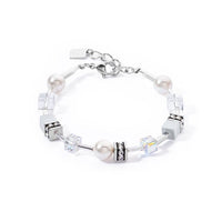 GeoCUBE Iconic Pearl Mix Bracelet in Silver & White
