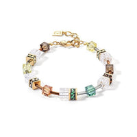 GeoCUBE Iconic Nature Bracelet in Gold with Olive & Brown