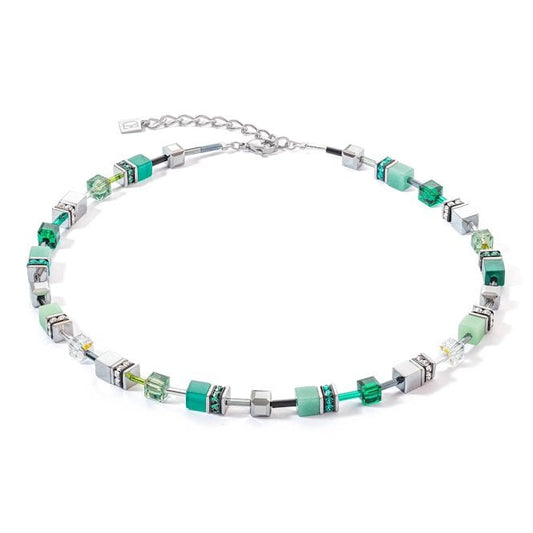 GeoCUBE Iconic Necklace in Silver & Green