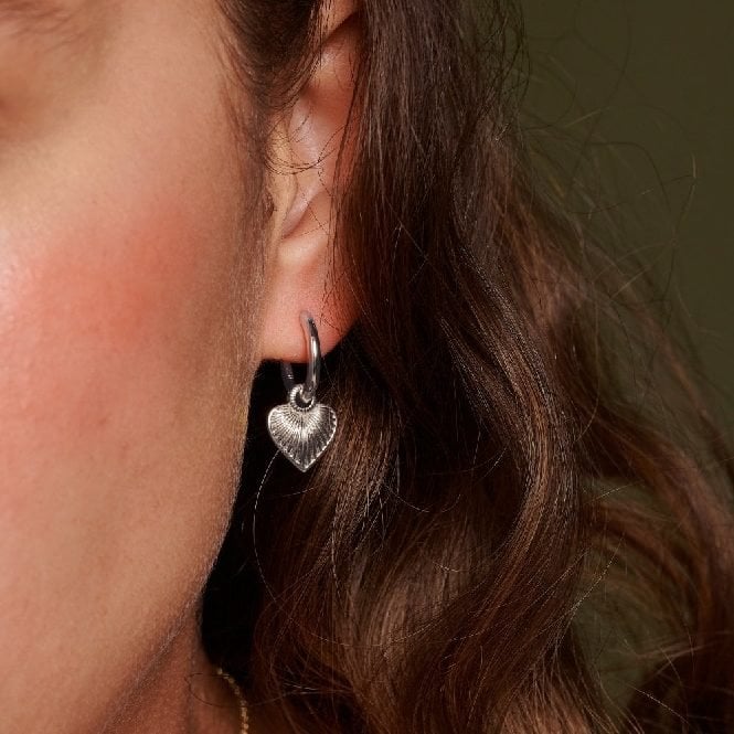 Silver Essence Heart Huggie Earrings