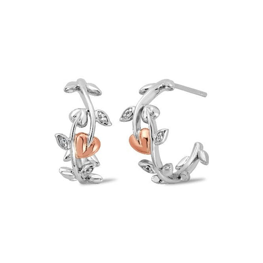 Tree of Life Silver Vine Half-Hoop Earrings