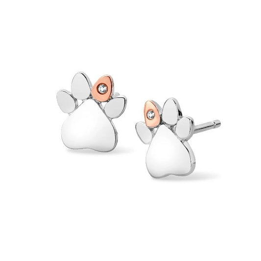 Paw Prints Silver Stud Earrings