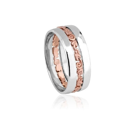 Tree of Life Silver Triple Band Ring, Size N