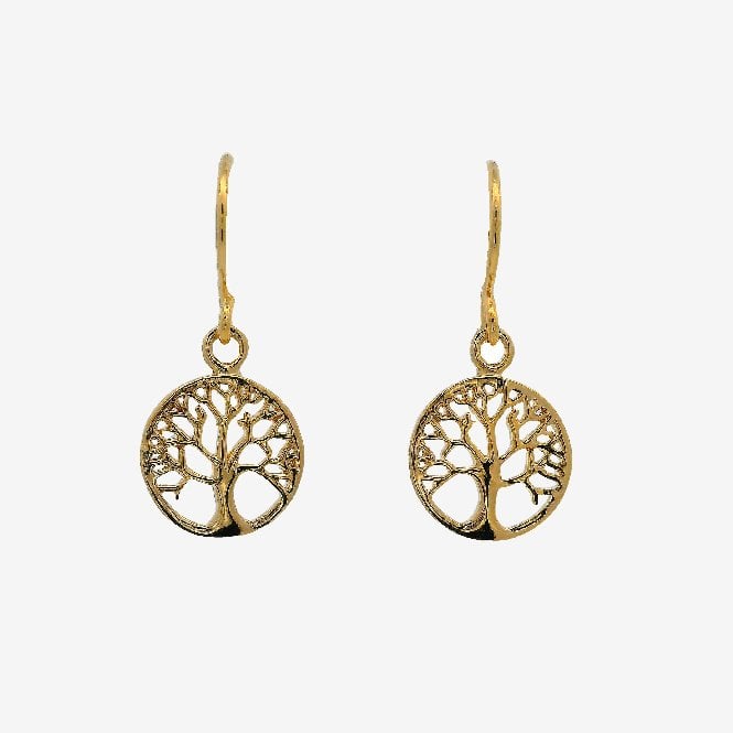 Gold Family Tree Drop Earrings